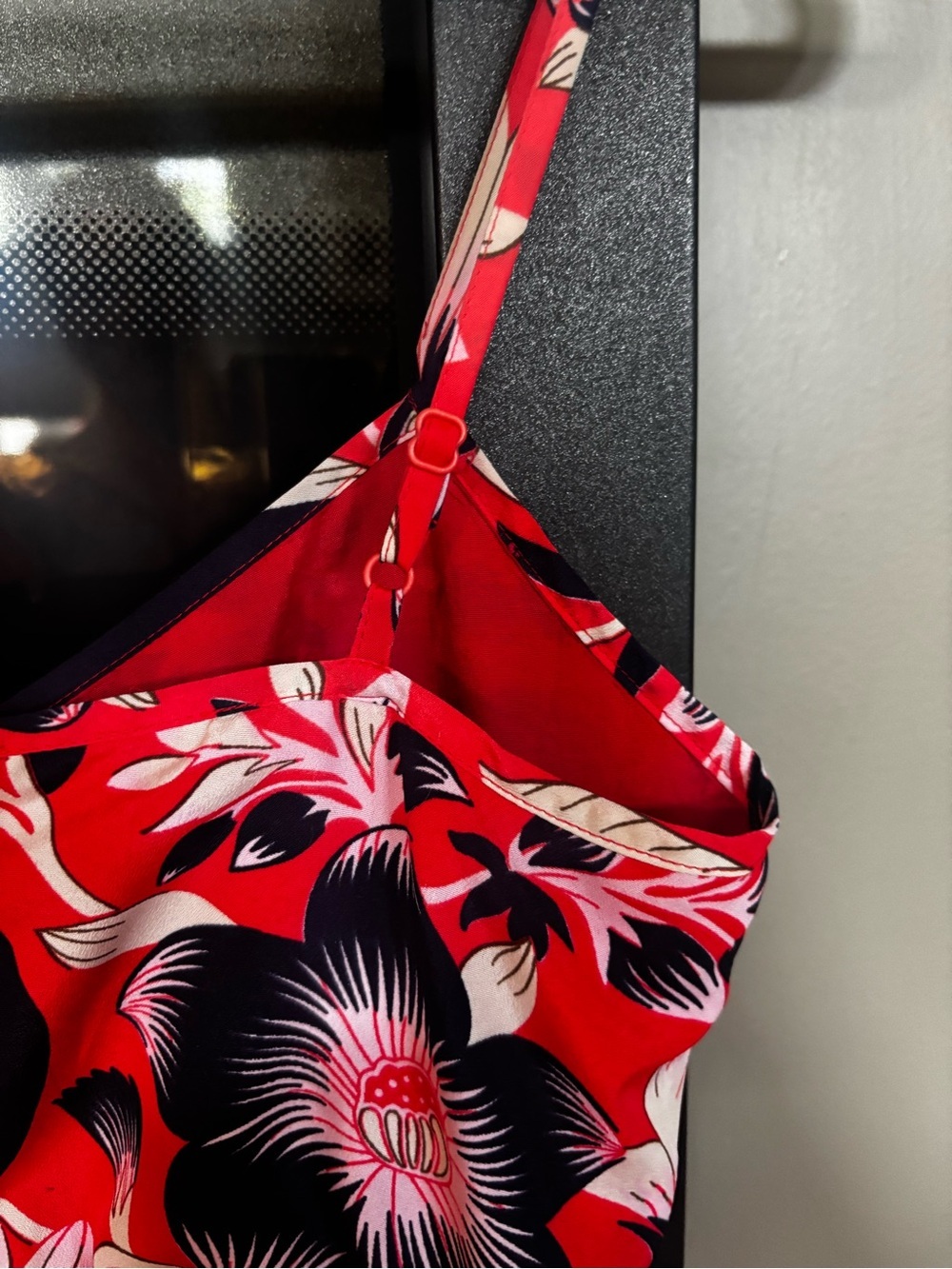 J.Crew Floral Sundress Size 00 Red Pink Tropical Print Lined Pockets - Picture 6 of 8
